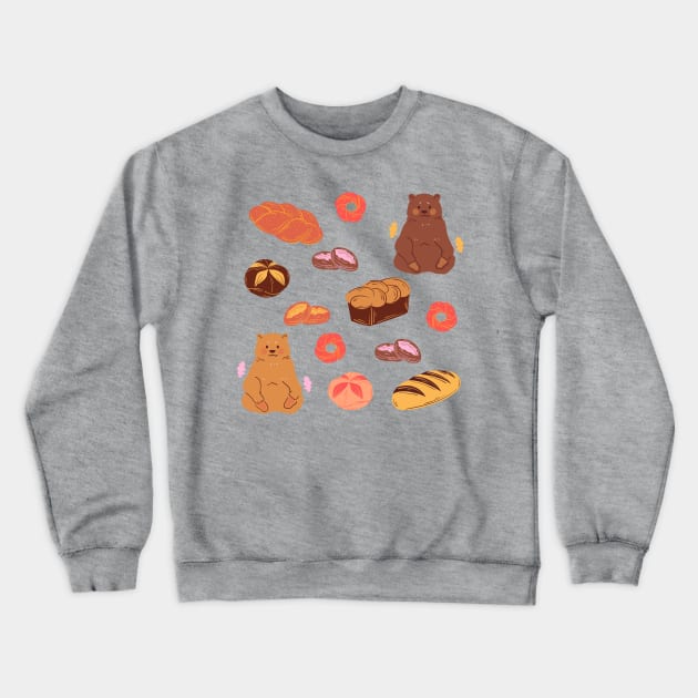 Adorable Bears and Bread Crewneck Sweatshirt by In Asian Spaces